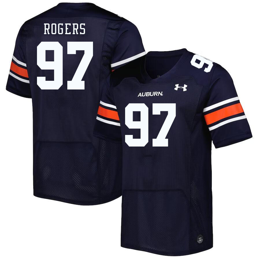 Men #97 Justin Rogers Auburn Tigers College Football Jerseys Stitched-Navy - Click Image to Close